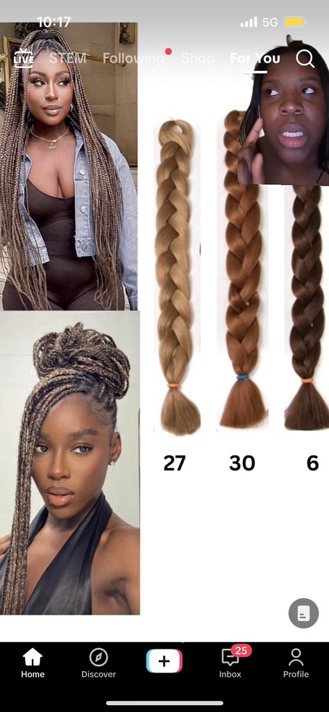 Braid Color Ideas Combo, Braid Color Mix Ideas, Mix Hair Color Ideas For Braids, Braiding Hair Color Combos, Braid Hair Color Combos, Mixed Braids Colors, Hair Colour Combos, Mixed Colour Braids, Braids Color Combination