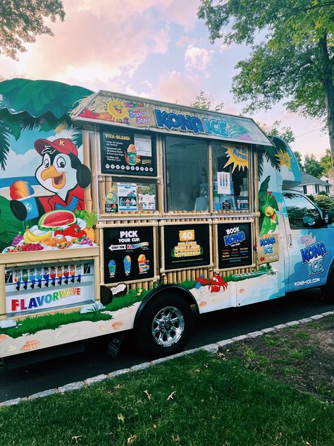 Kona Ice Truck, Summer Birthday Themes, Kona Ice, Ice Truck, Ice Aesthetic, School Wallpaper, Ice Party, Ice Cream Business, Giant Games