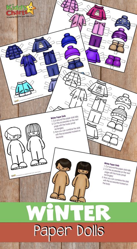 Printable Paper Dolls With Clothes, Winter Clothes Crafts For Kids, Winter Clothes Worksheets For Kids, Paper Dress Up Dolls, Paper Doll Clothes Printable, Printable Paper Dolls, Winter Paper, Winter Activity, Winter Crafts For Kids