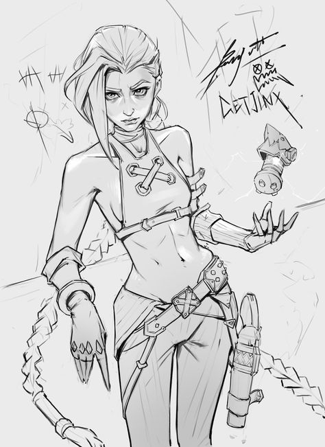 Arcane Fan Art, Jinx Arcane Fanart, Arcane Fanart, Jinx Arcane, Comic Style Art, Easy Drawings Sketches, Cute Doodles Drawings, Arte Sketchbook, Cute Doodle Art