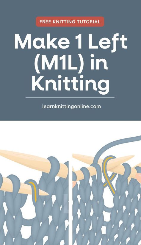 Learn how to increase in knitting with Make 1 Left or M1L. M1L creates a left-leaning decrease ideal in shaping sleeves together with M1R or Make 1 Right. This easy knitting tutorial for beginners has step-by-step illustrated instructions. | More knitting tutorials for beginners at learnknittingonline.com #knittingforbeginners #freeknittingtutorials #increasetutorialknitting M1l Knitting, Yarn Drawing, Knitting Tutorial For Beginners, Knitting Increase, Joining Yarn, Advanced Knitting, Knitting Help, Knitting Tutorials, Start Knitting