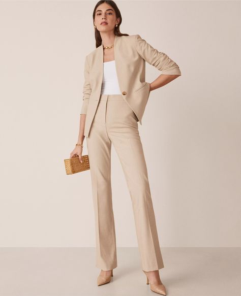 The High Rise Skinny Trouser Pant in Bi-Stretch Womens Tan Suit Work Outfits, Women’s Work Attire, Ann Taylor Work Outfits, Women’s Trousers, Women’s Work Wear, Khaki Suit Women, Flare Dress Pants Outfit, Beige Suits Women, Women’s Suits