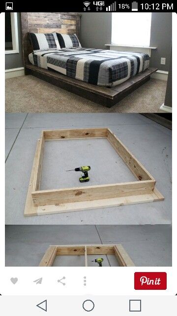 Platform Bed Diy, Diy Platform Bed, Pocket Hole Screws, Office Room Decor, Pallet Decor, Bed Diy, Blog Ideas, Upcycled Home Decor, Interior Modern