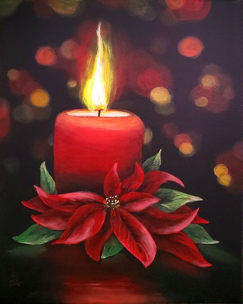 Candle Painting Art, Arch Tree, Michelle The Painter, Candle Drawing, Christmas Decorations Centerpiece, Christmas Canvas Art, Christmas Paintings On Canvas, Color Drawing Art, Paint Nite