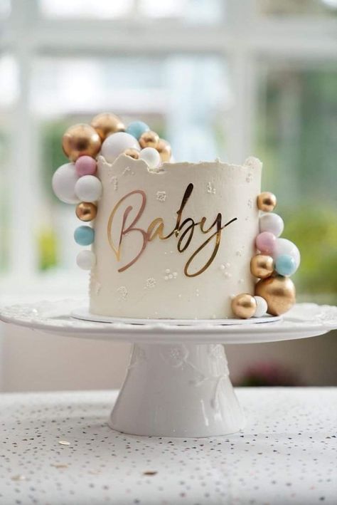 Gender Reveal Cake Neutral Color, Elegant Gender Reveal Cake, Cake For Baby Shower Ideas, Gender Reveal Cake Ideas Simple White, Boho Gender Reveal Cake, Gateau Gender Reveal, Simple Baby Shower Cake Ideas, Baby Gender Reveal Cake Ideas, Gender Cake Ideas