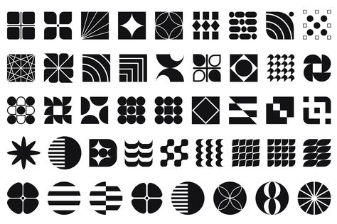 Circle Motifs Design, Brutalist Illustration, Square Design Graphic, Jupiter Logo, Brutalist Pattern, Logo Library, Brutalist Graphic Design, Bauhaus Illustration, Brutal Design