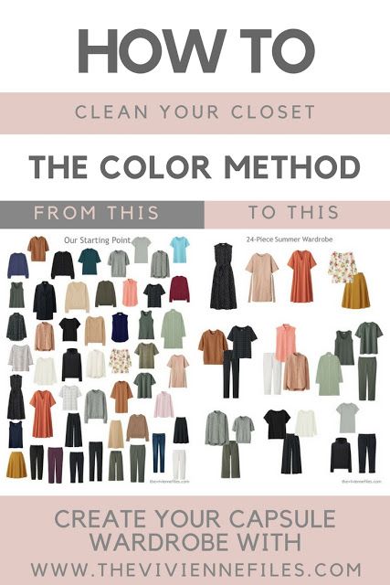 How to clean out your closet and build a capsule wardrobe using the color method. Clean Your Closet, Clean Hacks, Mode Ab 50, Project 333, Cleaning Out Closet, Closet Colors, How Do You Clean, Deep Cleaning Tips, Wardrobe Planning