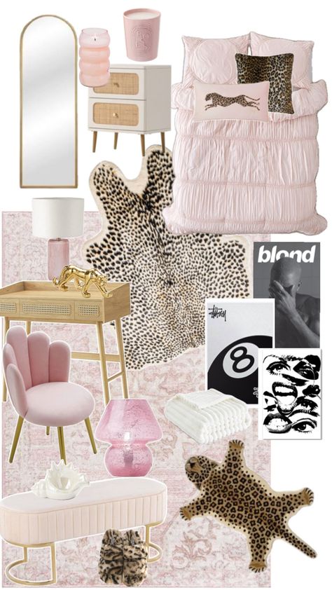 Leopard Bedroom Decor, Room Wishlist, College Dorm Room Decor, Dorm Room Designs, Dorm Room Inspiration, Room Redesign, Girly Room, Preppy Room, Cozy Room Decor