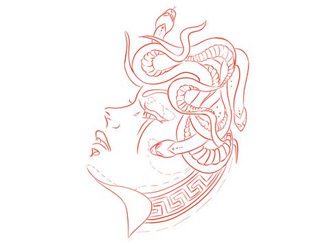 Red Tattoo Outline, Medusa Tattoo Stencil Outline, Medusa Art Illustration, Line Medusa Tattoo, Medusa Drawing Sketches, Minimalistic Medusa Tattoo, Fine Line Medusa Tattoo, Medusa Inspired Tattoo, Medusa Tattoo Stencil