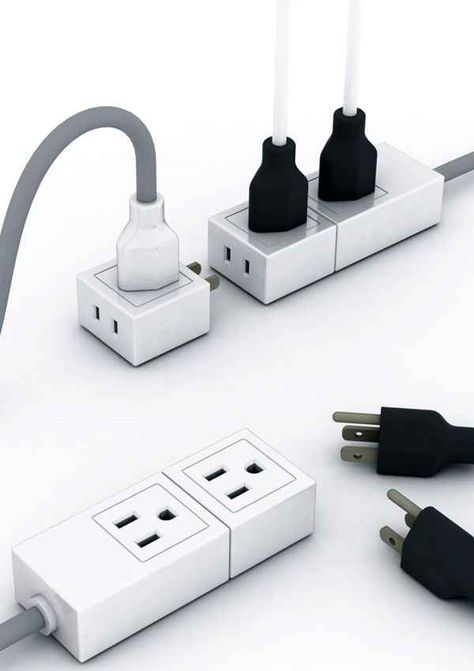 An increasable power strip. | 26 Products You Can't Believe Don't Exist Yet seriously. Tech Ideas, Extension Cords, Power Trip, Hi-fi, Take My Money, Sprinter Van, Gadgets And Gizmos, Yanko Design, Cool Tech