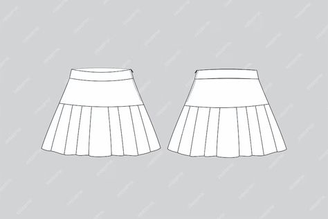 Premium Vector | Pleated skirt technical fashion illustration skirt vector skirt draw pleated skirt draw Pleats Technical Drawing, Tennis Skirt Drawing, Pleated Skirt Technical Drawing, How To Draw Pleated Skirts, Pleated Skirt Illustration, Pleated Skirt Sketch, Skirt Illustration Sketches, Fashion Illustration Skirt, Technical Drawing Skirt