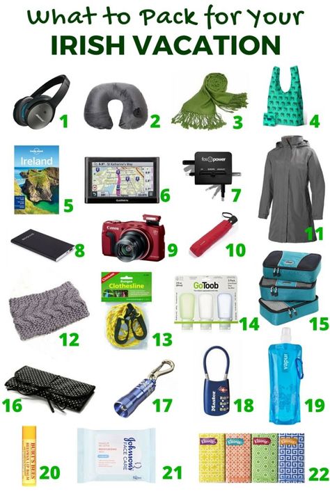 Wondering what to pack for your trip to Ireland? Pack these essential travel items for your vacation to Ireland. Irish Vacation, Essential Travel Items, Trip To Ireland, Ireland Itinerary, Ireland Travel Guide, Ireland Vacation, Visit Ireland, Destination Voyage, Scotland Travel