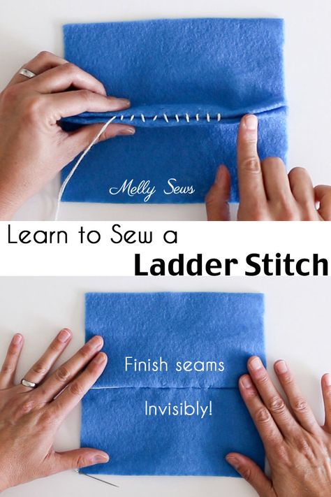 How to sew a ladder stitch - close a seam invisibly - aka slip stitch, blind stitch or invisible stitch instructions Stitch Close, Fat Quarter Projects, Couture Invisible, Invisible Stitch, Blind Stitch, Sew Ins, Beginner Sewing Projects Easy, Ladder Stitch, Leftover Fabric