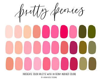 Color Palette For Procreate, Procreate Palettes, Procreate Color Palettes, Floral Bible Verse, Peony Colors, Procreate Ideas, Color Palette Challenge, Procreate Ipad Art, Palette Design