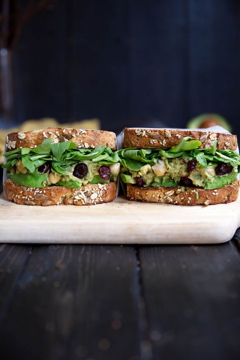 Smashed Chickpea Avocado Salad Sandwich with Cranberries + Lemon | Ambitious Kitchen Avocado Salad Sandwich, Avocado Chickpea Salad, Chickpea Avocado Salad, Smashed Chickpea, Avocado Chickpea, Chickpea Avocado, Chickpea Salad Sandwich, Ambitious Kitchen, Chick Pea