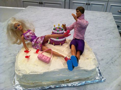 Grown-up #Barbie and #Ken cake. Barbie And Ken Cake, Ken Cake, Cake Barbie, Funny Cakes, Cake Funny, Ken Barbie, Small Theatre, Barbie Cake, Theatre Design