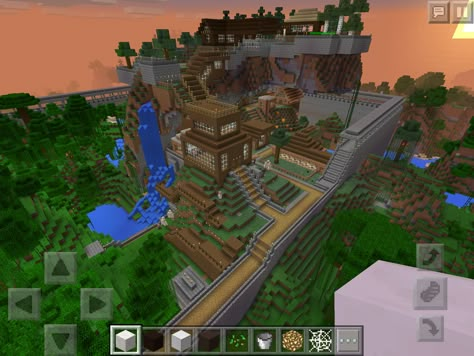 Mini village under and on top of an overhang! Minecraft Houses Xbox, Minecraft Starter House, Mini Village, Minecraft Steampunk, Minecraft House Plans, Easy Minecraft Houses, Cool Minecraft Creations, Cute Minecraft Houses, Minecraft Wallpaper