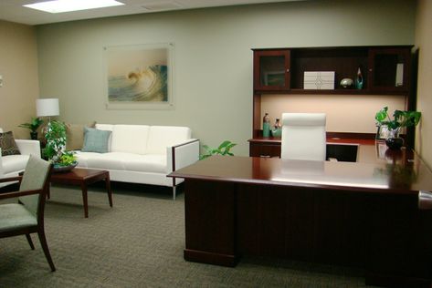 executive office design - Google Search Deans Office Decor, Executive Office Layout, Executive Assistant Office Design, Commercial Executive Office Design, Small Executive Office Design, Executive Lounge Office, Music Executive Office, Corporate Office Design Executive, Executive Office Design Interior