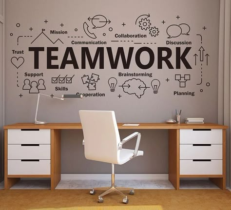 Office Wall Graphics, Marketing Office, Office Mural, Office Wall Design, Office Interior Design Modern, Office Wall Decals, Office Branding, Vinyl Wall Stickers, Office Decoration