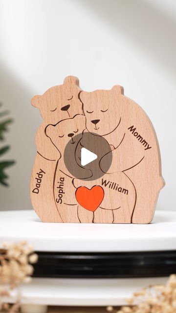 𝚃𝚑𝚎 𝙿𝚊𝚠𝚏𝚎𝚌𝚝 𝙷𝚘𝚞𝚜𝚎 on Instagram: "My Family - Family Personalized Custom Bear Shaped Wooden Art Puzzle - Wooden Pet Carvings, Wood Sculpture Table Ornaments, Carved Wood Decor - Gift For Family Members #thepawfecthouse #pawfecthouse #personalizedgifts #woodenartpuzzle #family #familytime #familyfirst #familygoals #familyfun #familylove #familylife #familymoments #familylove" Diy Wood Family People, Hand Made Wood Family Gifts, Wood Block Family, Wood Block Family Figures, Animal Shaped Puzzles, Puzzle Art, Family Moments, Wooden Art, Personalized Family