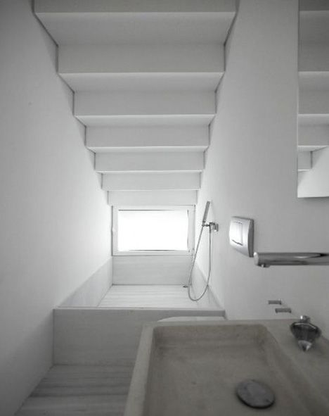 Cool Modern bath under the stairs from The Tiny Life Understairs Toilet, Cool Toilets, Stairs Bathroom, Bathroom Under Stairs, Sink Toilet, Under The Stairs, Small Space Design, Diy Stairs, Wooden Stairs