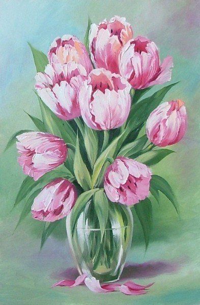 Tulip Painting Acrylic Easy, Tulips Art, Watercolor Tulips, Watercolor Flower Art, Watercolor Flowers Paintings, Watercolor Art Lessons, Nature Art Painting, Oil Painting Flowers, Flower Paintings