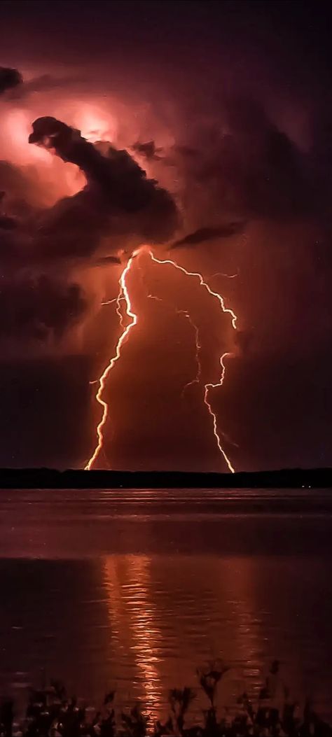 Red colored Lightning over Michigan U.S.A. cropped mobile wallpaper 1080x2400 Red Lightning, Michigan Usa, Mobile Wallpaper, Michigan, Wallpapers, Red, Color