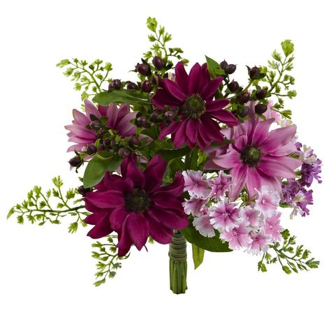 Nearly Natural Indoor 9 in. Mixed Pink Daisy Artificial Flower Bundle (Set of 3) Mirrored Tray, Flower Bundle, Short Vase, Daisy Bouquet, Faux Tree, Silk Flower Arrangements, White Peonies, Pink Daisy, Artificial Flower Arrangements