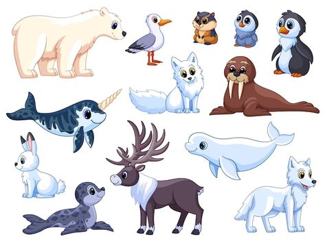 Winter Animal Crafts, Antarctic Animals, Vector Characters, Bear Vector, Kids Camp, Polar Animals, Polymer Clay Animals, Arctic Animals, Winter Animals