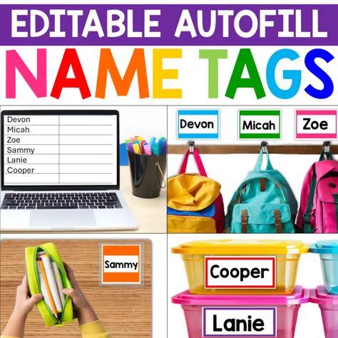 Editable Name Tags for Students: A Must Have in Your Classroom - Polka Dots Please Name Tags For Cubbies Free Printable, Free Editable Name Tags, Editable Name Tags, Classroom Name Tags, Student Name Tags, Environmental Print, Life Skills Classroom, Student Numbers, Classroom Culture