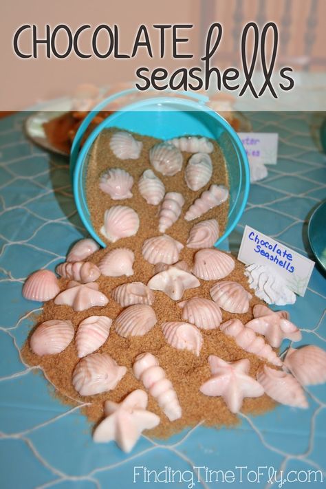 Chocolate Seashells, Mermaid Flowers, Birthday Party Invitations Diy, Sea Party Ideas, Under The Sea Birthday Party, Ocean Birthday Party, Mermaid Birthday Party Decorations, Mermaid Theme Birthday Party, Ariel Birthday