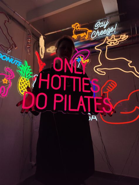 👋 Write me, I can customize Only hotties do pilates neon sign for you😀 Change the color and add text to pilates light sign or make a completely new sign from your logo or picture. I can also give you an example with the appearance of the inscription in different fonts from my catalog to make your choice easier. ❗ Pilates studio sign is made by the best technology. All lines are straight and smooth as possible. Such signs are also ideal for placement not only at home, but also in offices and sh Pilates Decor, Garage Pilates Studio, Pilates Business, Pilates Studio Lighting, Pilates Studio Aesthetic, Pilates Neon Sign, Pilates Studio Branding, Pilates Studio Design Interiors, Home Pilates Studio