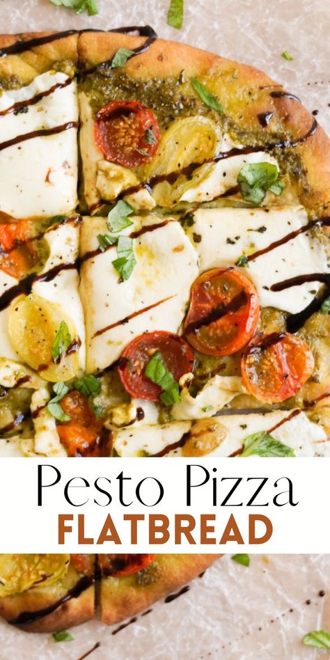 Naan Flatbread Recipes, Easy Flatbread Pizza Recipes, Pesto Flatbread Pizza, Pizza With Mozzarella, Pesto Flatbread, Feta Pizza, Flatbread Pizzas, Easy Flatbread Recipes, Pesto Pizza Recipe