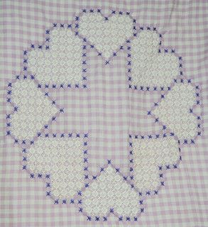 Gingham cross stitch hearts | by kate_stine Gingham Embroidery Pattern, Chicken Scratch Patterns, Bordados Tambour, Gingham Embroidery, Chicken Scratch Embroidery, Chicken Scratch, Halloween Embroidery, Cross Stitch Heart, Pola Sulam