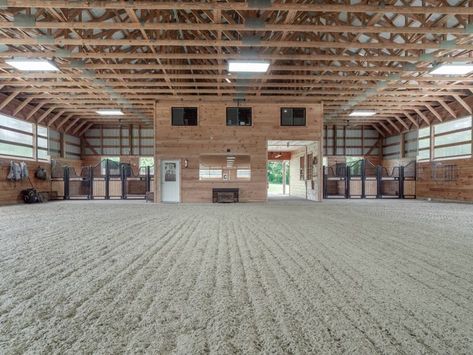 Arena With Stalls, Covered Arena, Dream Barn Stables, Skys The Limit, Horse Barn Ideas Stables, Riding Arena, Horse Arena, If I Won The Lottery, Horse Barn Designs