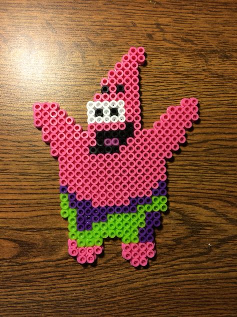 Patrick - SpongeBob Perler Beads Ideas Spongebob, Spongebob And Patrick Perler Beads, Spongebob Perler Beads Pattern, Patrick Perler Beads, Spongebob Melty Beads, Spongebob Fuse Beads, Weird Perler Bead Patterns, Spongebob Perler Bead Patterns, Funny Perler Beads