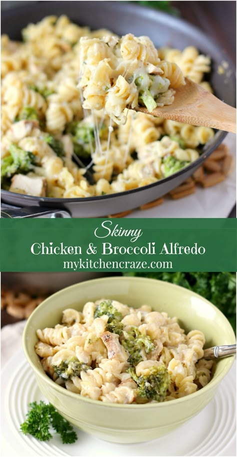 Skinny Chicken  Broccoli Alfredo ~ mykitchencraze.com ~ You can have your Alfredo pasta in a creamy healthier version! Healthy Broccoli Alfredo Pasta, Chicken Broccoli Ziti Alfredo, Healthy Chicken Broccoli Alfredo, Chicken And Broccoli Alfredo, Chicken Broccoli Alfredo, Broccoli Alfredo, Broccoli Chicken, Creamy Broccoli, Chicken And Broccoli