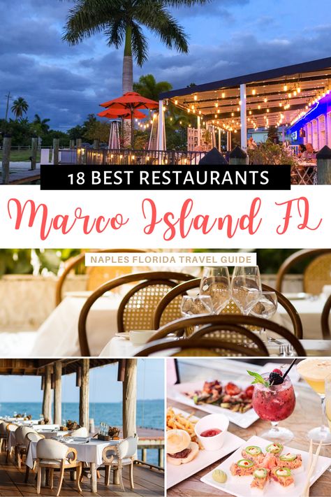 Naples Florida Restaurants, Marco Island Restaurants, Marco Island Beach, Dinner With A View, Marco Island Florida, Travel Florida, Florida Travel Guide, Seafood Restaurants, Family Vacation Spots