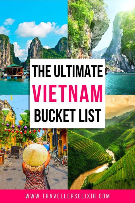 Visiting Vietnam? This ultimate Vietnam bucket list has over 100 awesome things to do in Vietnam. From the jaw-dropping beauty of Ha Long Bay to the chaotic markets of Ho Chi Minh City, Vietnam has so much to offer. Vietnam Bucket List, Things To Do In Vietnam, Cat Ba Island, Vietnam Backpacking, Vietnam Voyage, Vietnam Travel Guide, Visit Vietnam, Backpacking Asia, 100 Things To Do