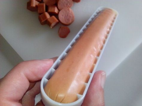 Hotdog Factory.  Jumbo hot dog in the Hotdog slicer. #Hotdog_Factory Hot Dogs, Quick Saves