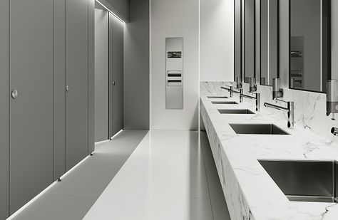 Public Restroom Design, Commercial Bathroom Designs, Commercial Toilet, Dental Office Design Interiors, Wc Design, Restroom Design, Time Routine, Sm Entertainment, Public Bathrooms