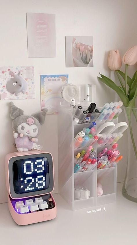 #desk #desksetup #deskgoals #deskorganization #organization #crayons #markers #school Study Desk Decor, Desk Inspo, Pastel Room, Pinterest Room Decor, Study Room Decor, Cute Bedroom Decor, Preppy Room, Pretty Room, Cute Room Ideas