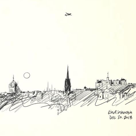 Edinburgh Skyline, Before New Year, Architect Drawing, Site Analysis, Drawing Sketch, Edinburgh, Arch, Sketch, Home Decor Decals