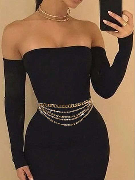 Rhinestone Waist Chain Gold Metal Belt Layered Body Chain Crystal Belly Chain Party Jewelry For Women And GirlsI discovered amazing products on SHEIN.com, come check them out! Rhinestone Belly Chain, Gold Metal Belt, Metal Belt, Belly Chain, Waist Chain, Chain Gold, Party Jewelry, Jewelry For Women, Jewelry Party