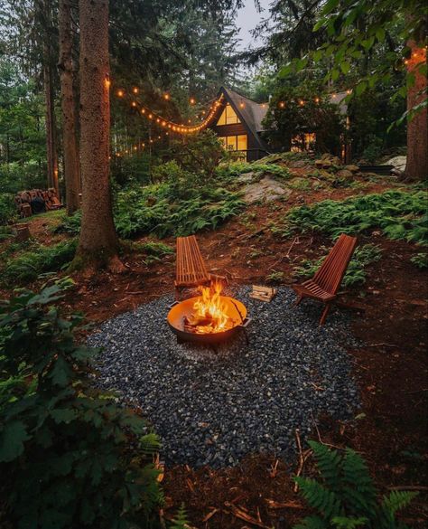 Diy Outdoor Space, Outdoor Fire Pit Area, Fire Area, Cabin Aesthetic, Fire Pit Landscaping, Home Purchase, Dream Yard, Fire Pit Area, Build Your Own House