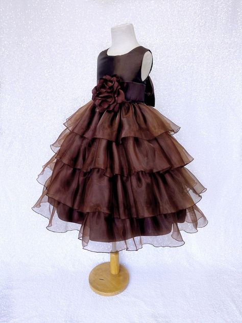 Brown Sleeveless Organza Ruffle Satin Sash Dress Toddler Newborn Pageant Flower Girl Wedding Birthday Holiday Easter Christmas Formal Chic - Etsy Recital Photoshoot, Organza Ruffle Dress, Formal Chic, Mannequin Dress, Fall Chic, Satin Sash, Graduation Photoshoot, Dress Sash, Sleeveless Gown