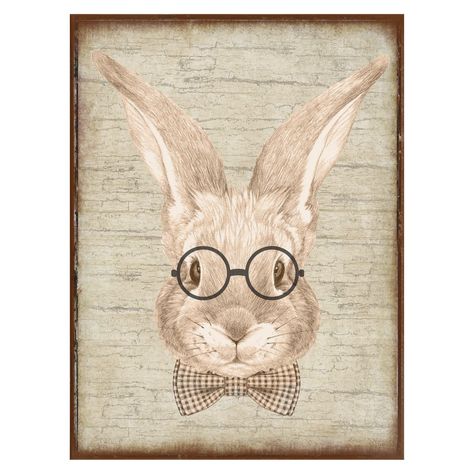 Peter and Penny Rabbit Signs - Olive Branch Farmhouse Rabbit With Glasses, Vintage Easter Decor, Spring Wall Art, Vintage Holiday Decor, Rabbit Decor, Vintage Rabbit, Easter Decorations Vintage, Large Canvas Wall Art, Holiday Signs