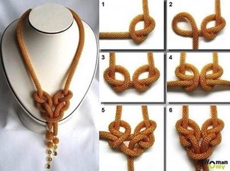 how to knot a necklace Simpul Makrame, Spool Knitting, Knots Diy, Rope Jewelry, Bead Crochet Rope, Cord Jewelry, Jewelry Knots, Crochet Rope, Beaded Rope