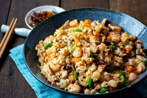 XO Sauce (Fujian) Fried Rice | Asian Inspirations Fujian Fried Rice, Xo Fried Rice, Mushroom Ragout Recipe, Chinese Kale, Rice Asian, Xo Sauce, Bibimbap Recipe, Bulgogi Sauce, Bulgogi Beef