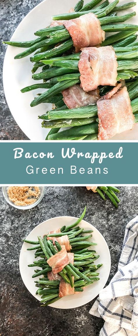 Bacon wrapped green beans are an easy and healthy side dish to make. Even Keto and Low Carb dieters will love these.   #lowcarb #weightwatchers #keto  #thanksgivingsides Brown Sugar Green Beans, Green Beans Bacon, Bacon Beans, Healthy Thanksgiving Dinner, Bacon Wrapped Green Beans, Bacon Wrapped Chicken Breast, French Green Beans, Green Beans With Bacon, Bacon Appetizers